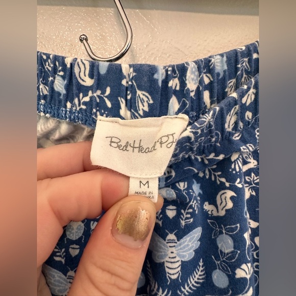 Bedhead Through The Woods Knit 3/4 Sleeve Notch Collar Cropped Pajama Set Medium - Picture 8 of 10